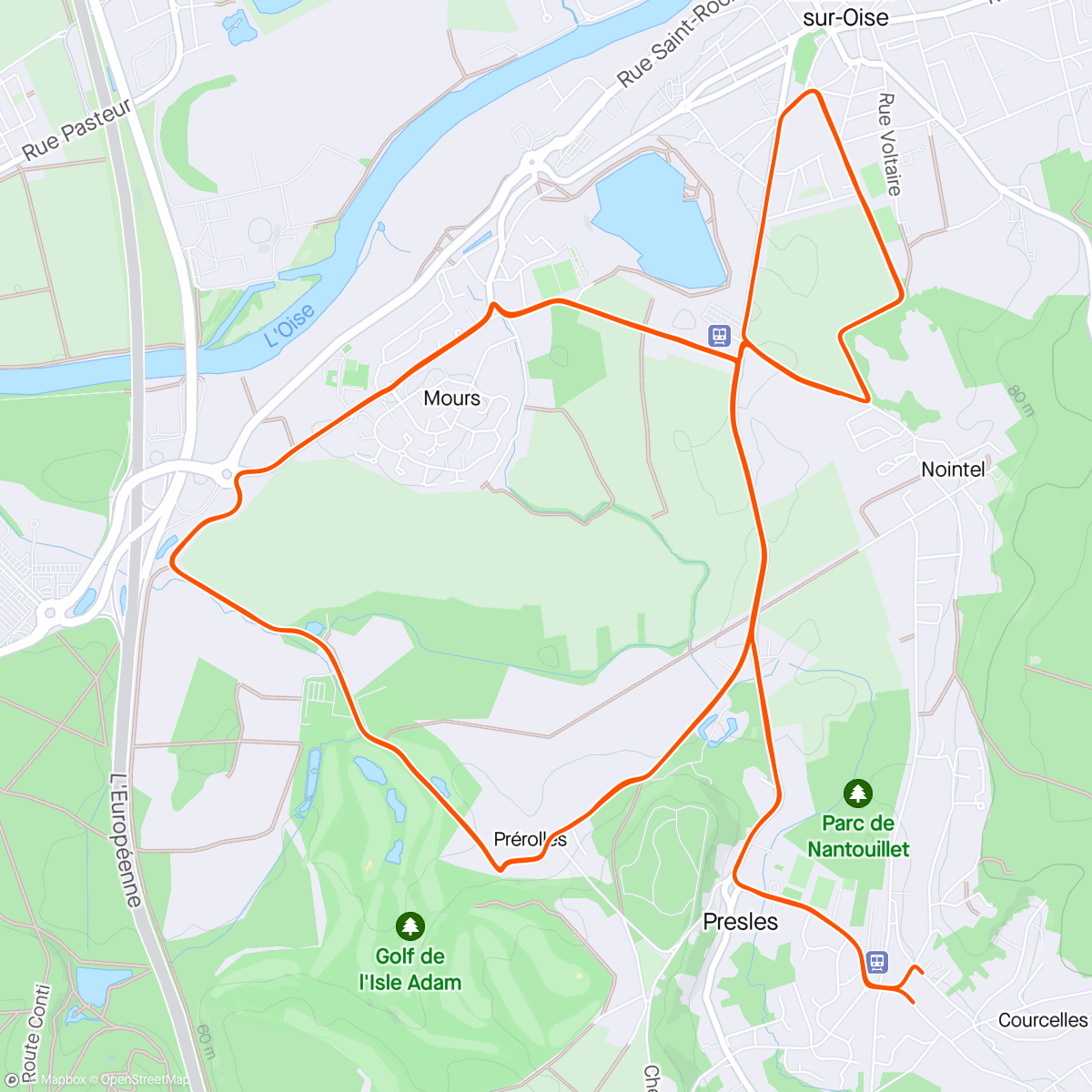 Map of the activity, Vélo