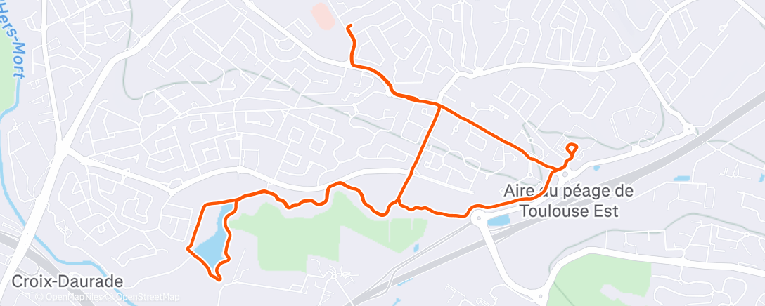 Map of the activity, Course à pied le midi