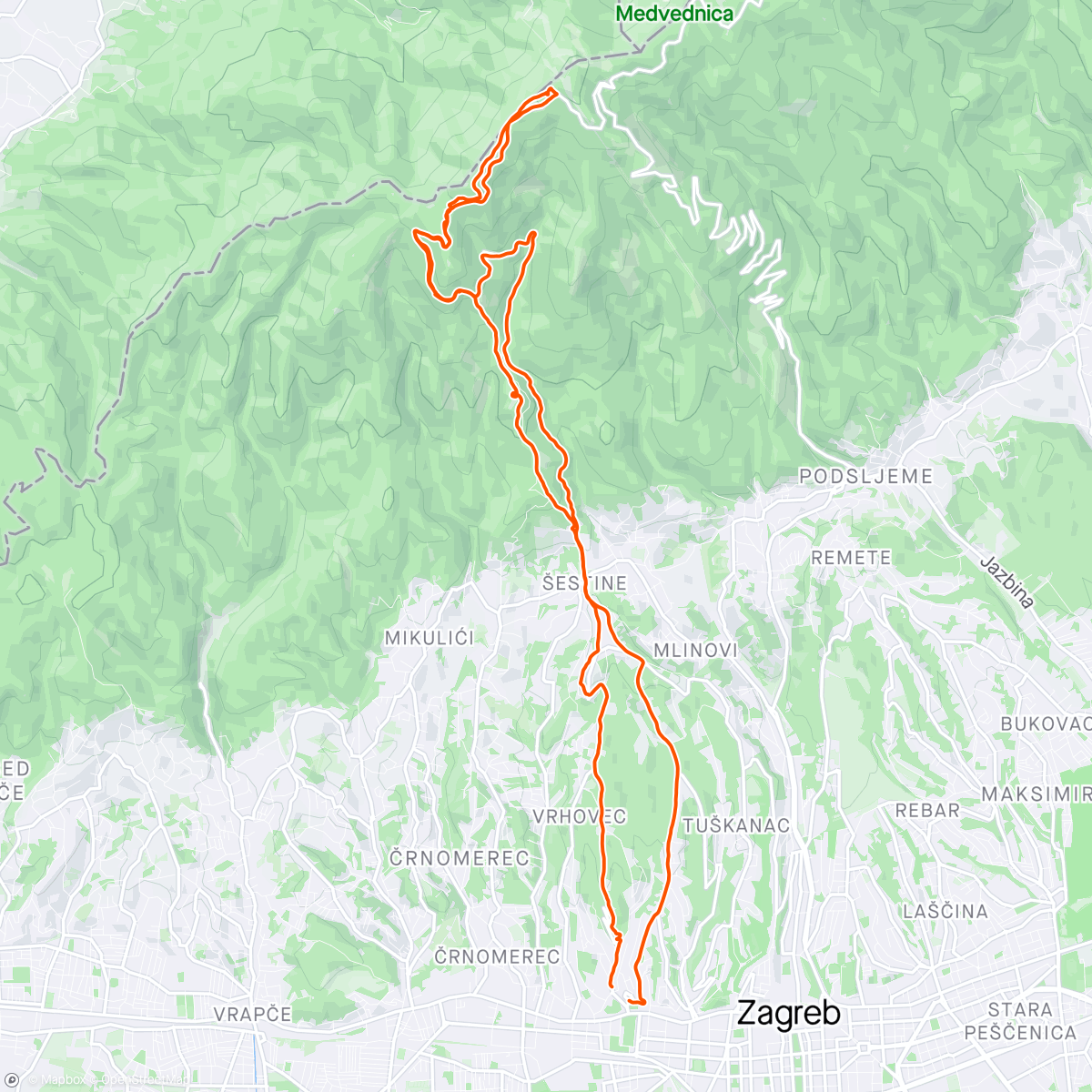 Map of the activity, last trail in croatia ...wonderful path on the summits of Zagreb...🤩