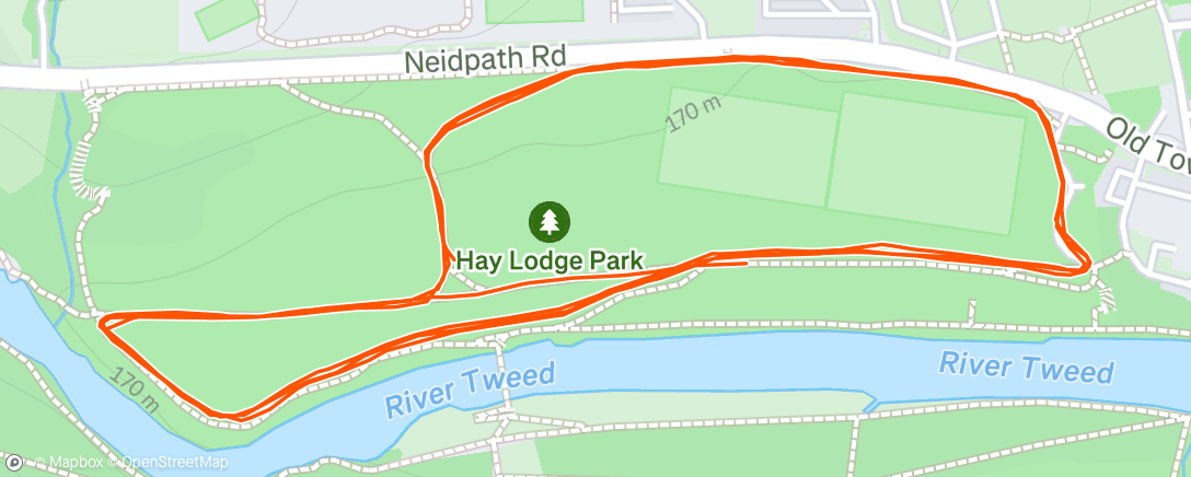 Map of the activity, Peebles Park Run