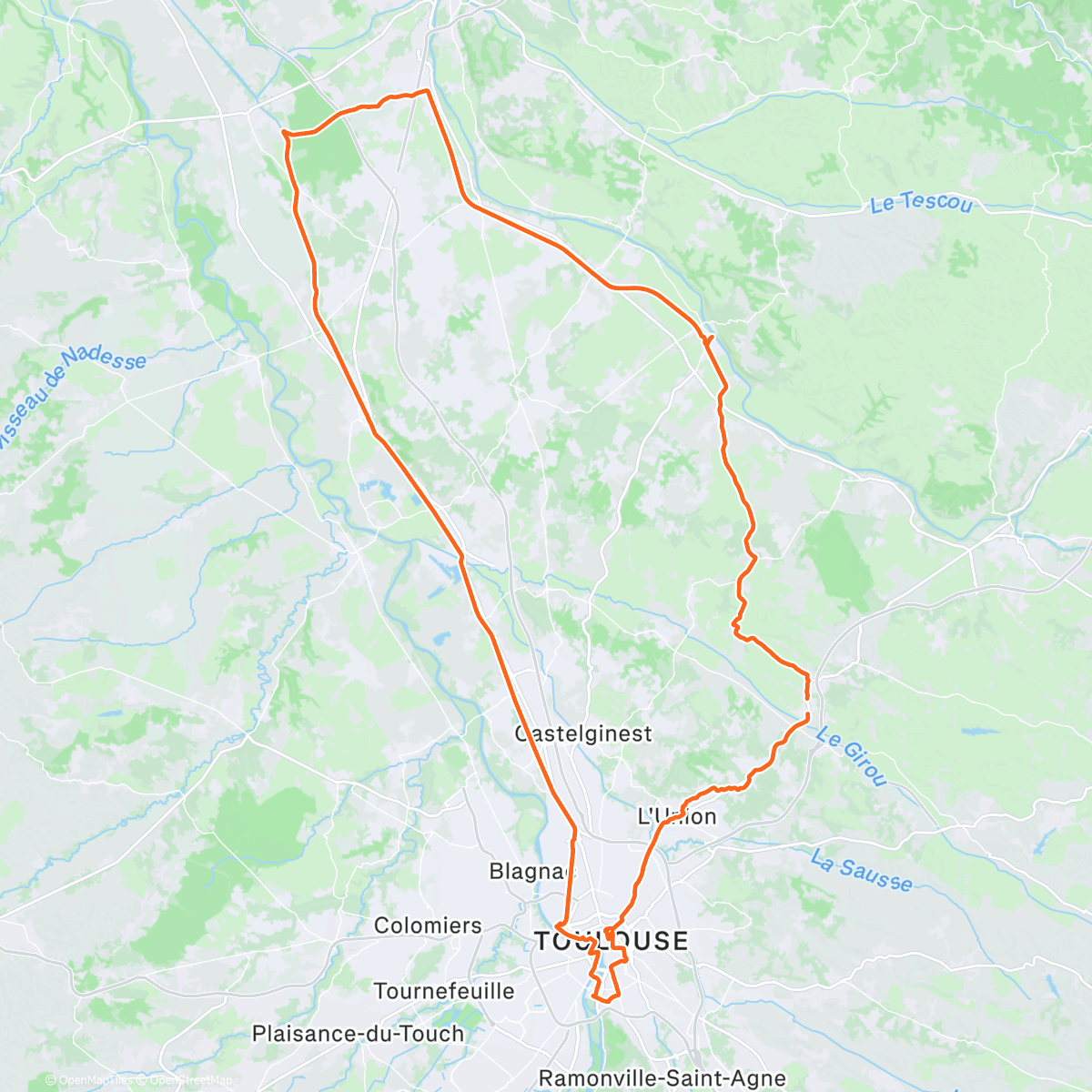 Map of the activity, Nocturne cyclo … Also in english