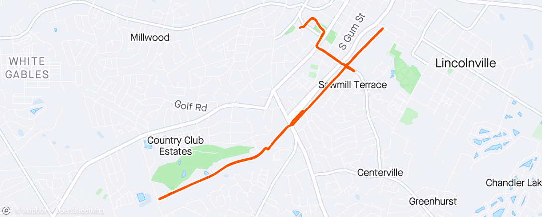 Map of the activity, Morning Run-Strides q .5mi-Pedestal Core Routine