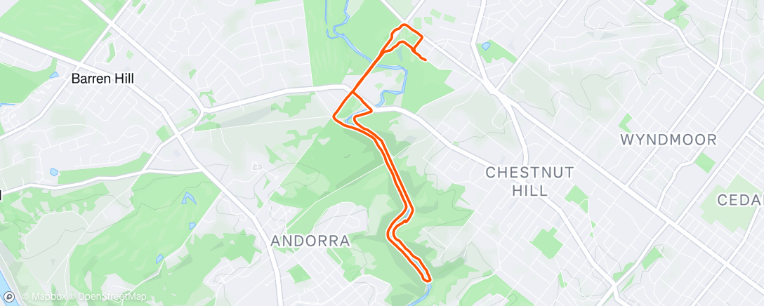 Map of the activity, Evening Trail Run