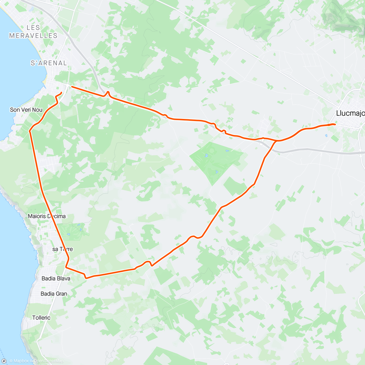 Map of the activity, Coffee Ride