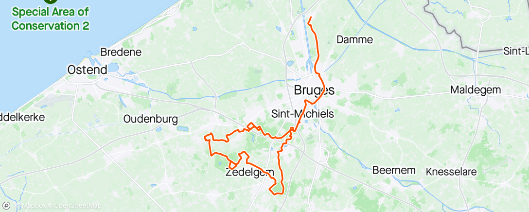 Map of the activity, Ride in Jabbeke on 7-6-2024