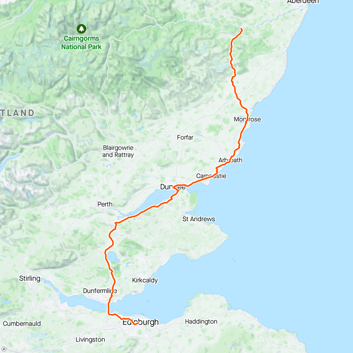 Mapa da atividade, Banchory - Edinburgh Rtn Train