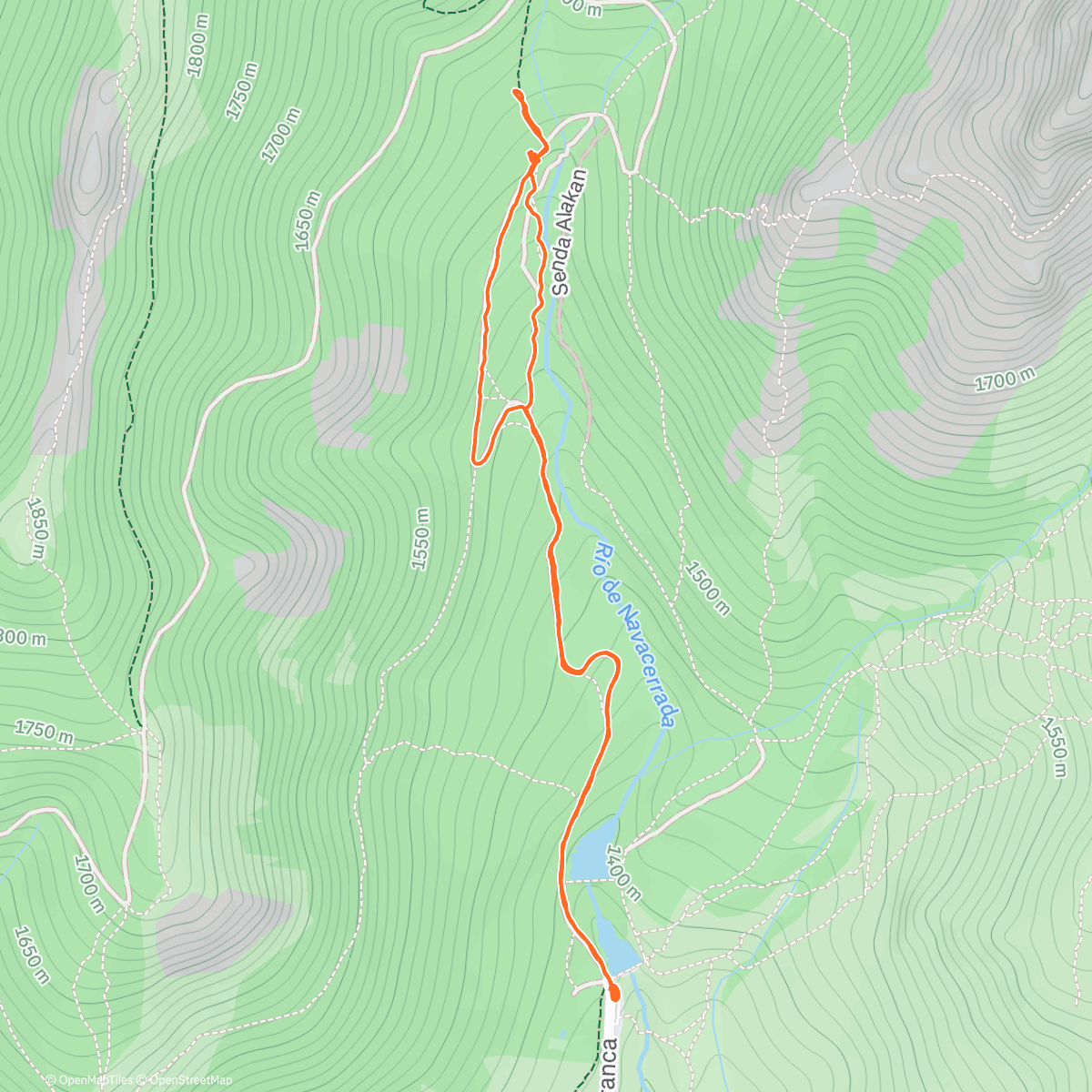 Map of the activity, Carrera de montaña a la hora del almuerzo
