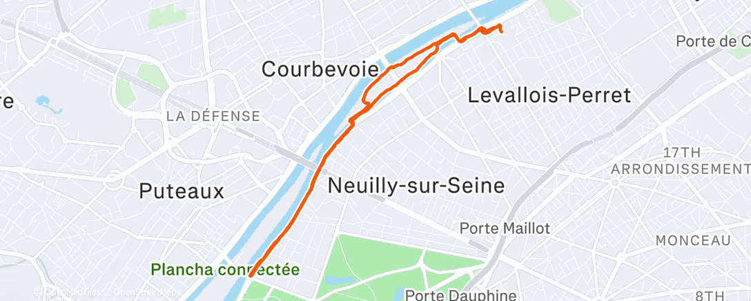 Map of the activity, Course à pied le matin
