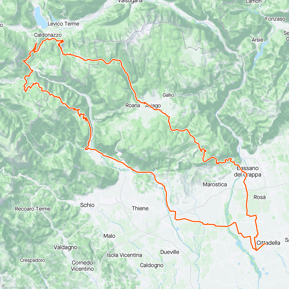 Map of the activity, Vezzena Fiorentini Menador Vezzena e passo del Fungo
