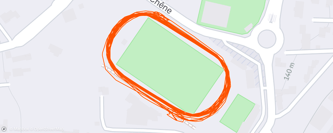 Map of the activity, Fractio au stade Grasse avec les potes ... Ça court vite !! 5x1000m @4.10/km 😱