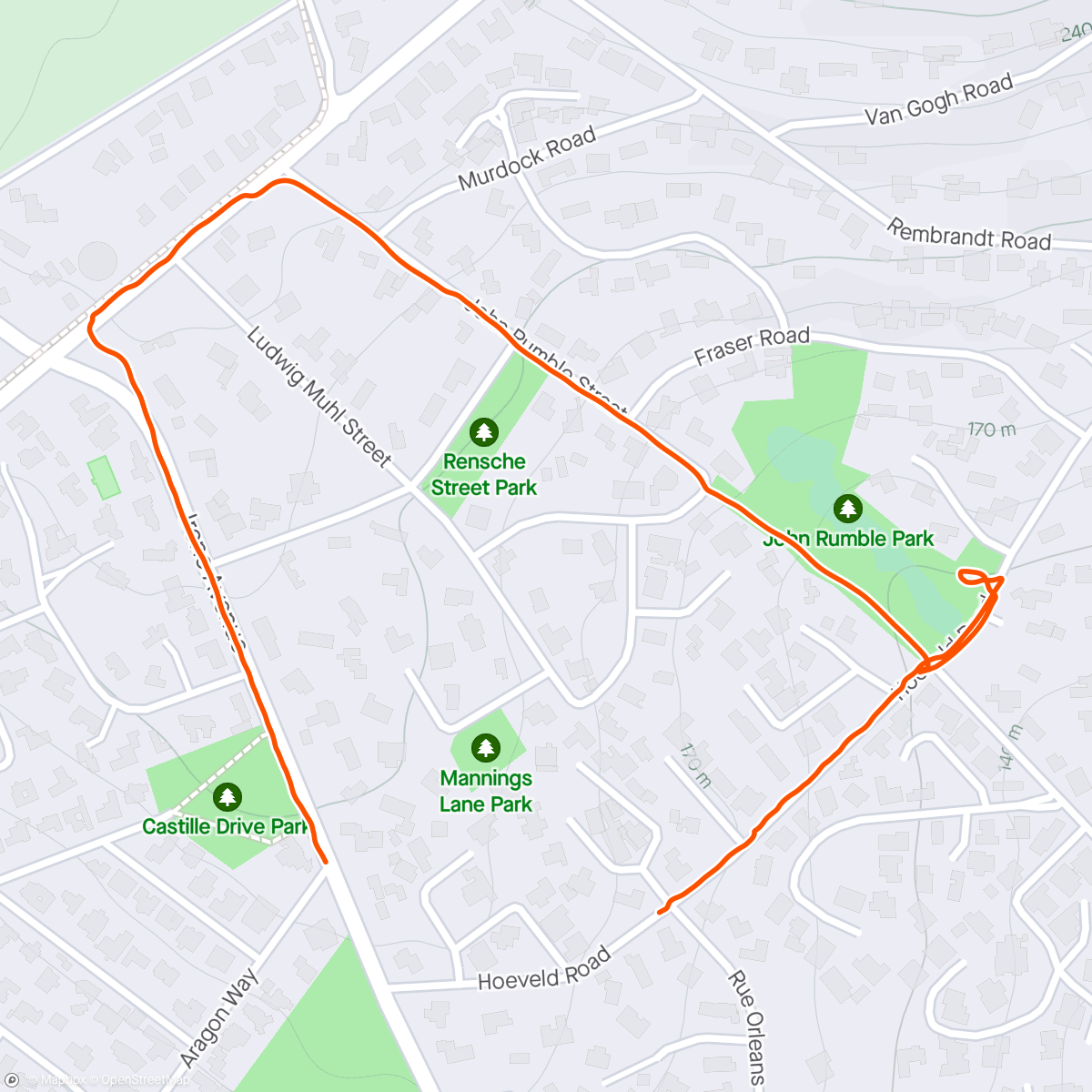 Map of the activity, Ride with Ben