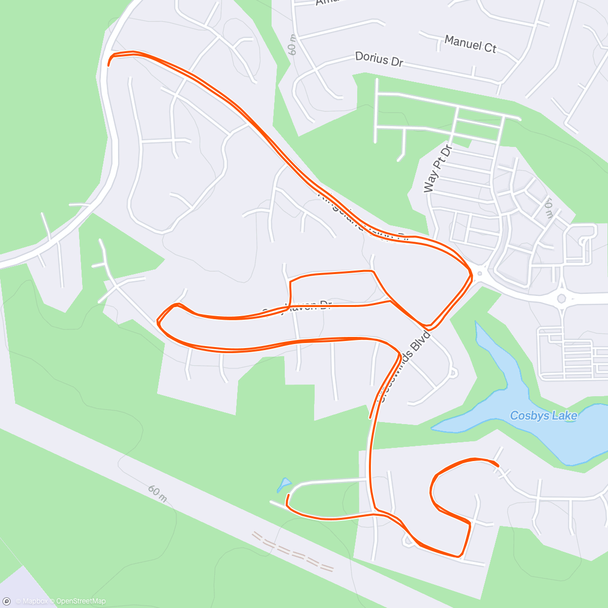 Map of the activity, Lunch Run