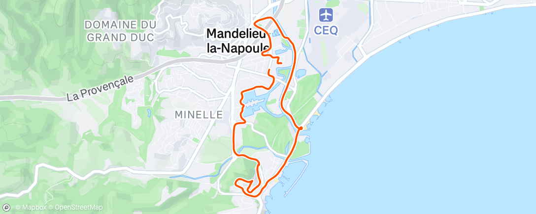 Map of the activity, Course à pied en soirée