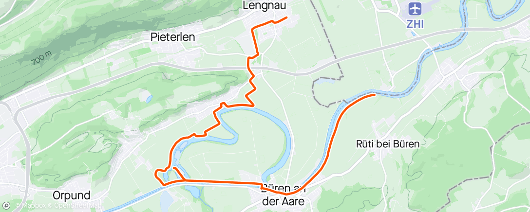 Map of the activity, Mountainbike-Fahrt Lengnau Büren a/A Rüti leider noch alles Aufgenommen !