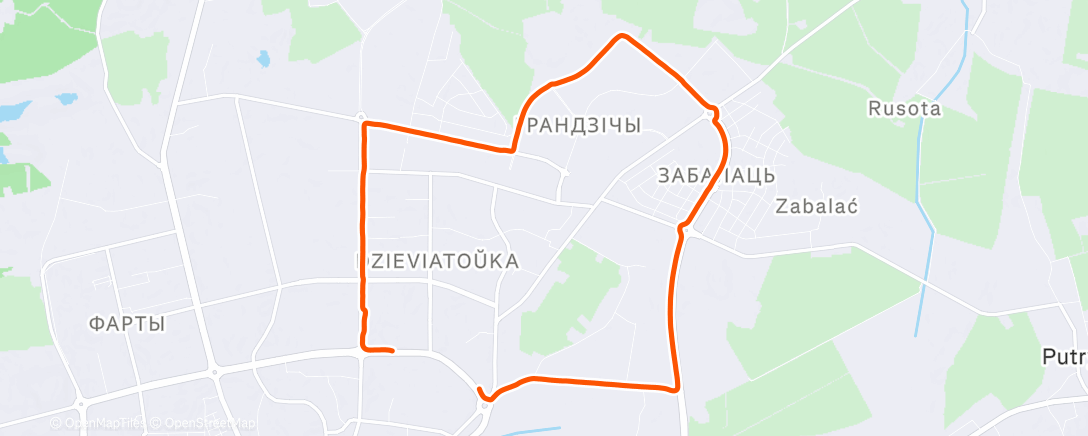 Map of the activity, Evening Run