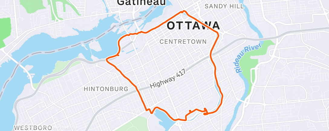 Map of the activity, Course à pied le midi