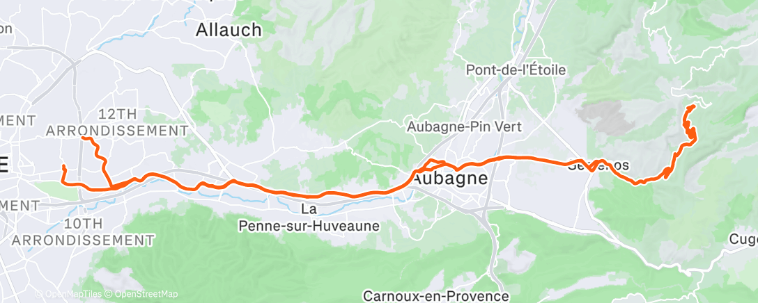 Map of the activity, Sortie vélo le matin