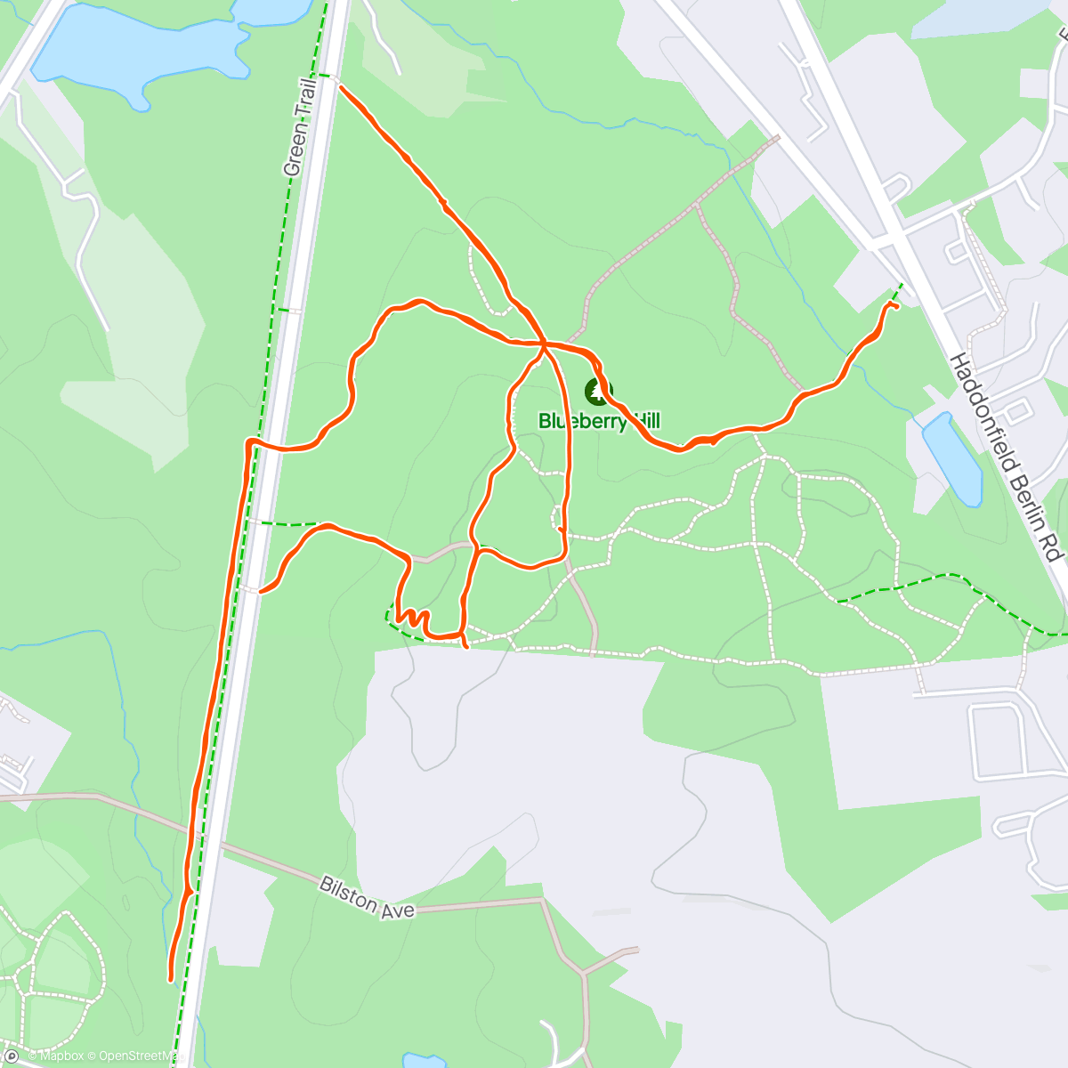 Map of the activity, Blueberry Hill Trail
