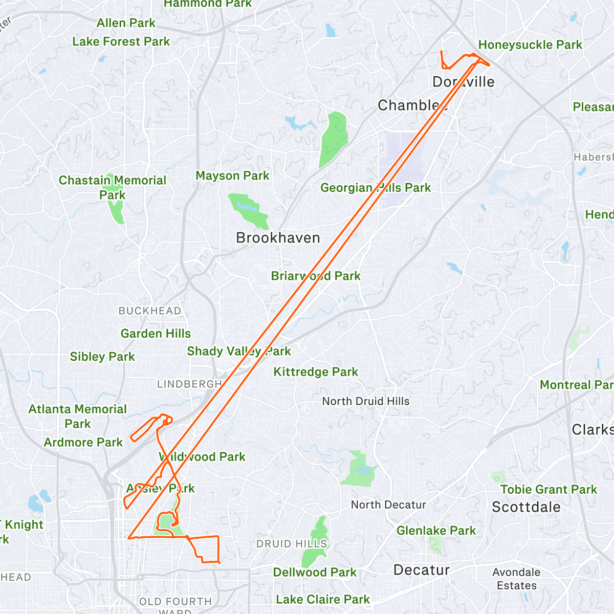 Map of the activity, Bike + Train to Trane Supply