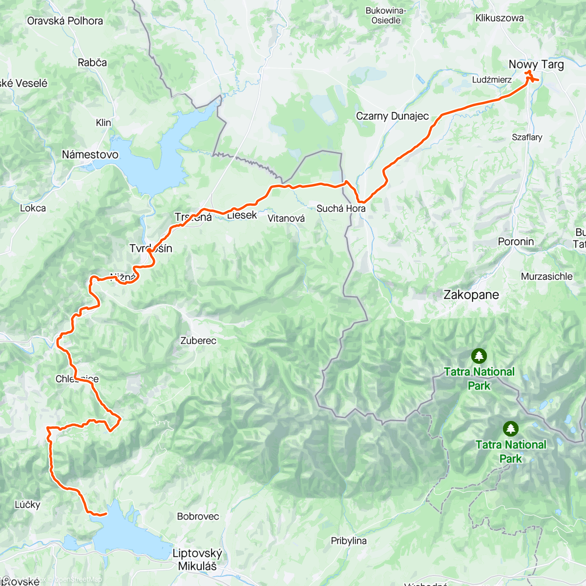 Mapa de la actividad (Gravelowy Szlak Wokół Tatr - dla zaawansowanych)