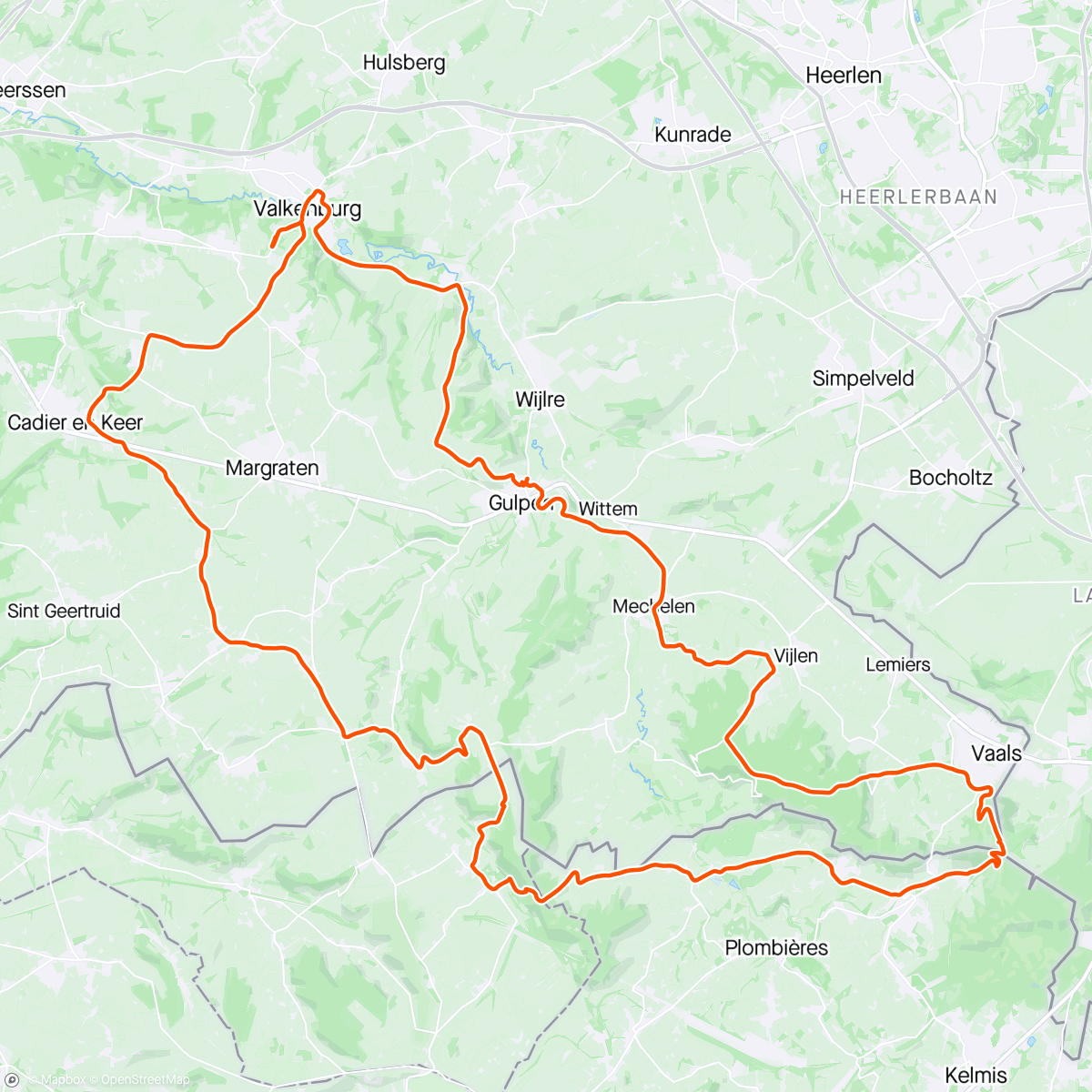 Map of the activity, Over de Limburgse heuvels 🚴☀️🥵