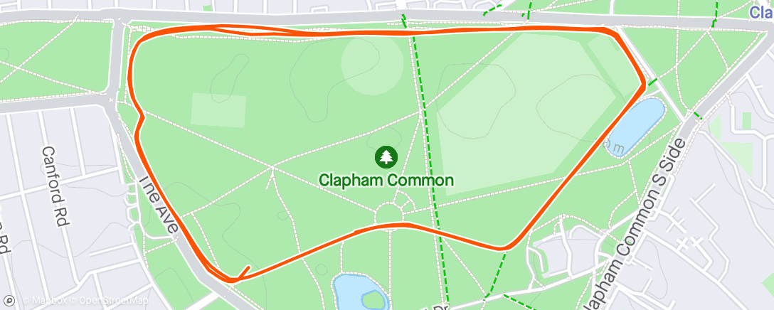 Map of the activity, Clapham Common parkrun