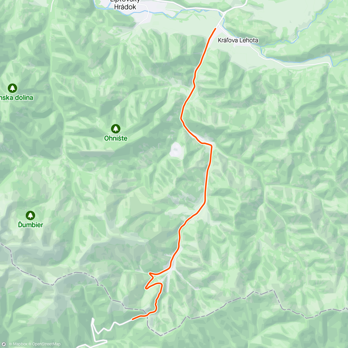 Map of the activity, ROUVY - Kralova Lehota | Low Tatras | Slovakia