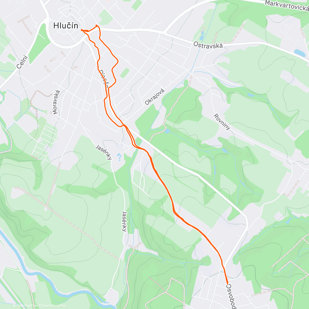 Map of the activity, Procházka s Kessy