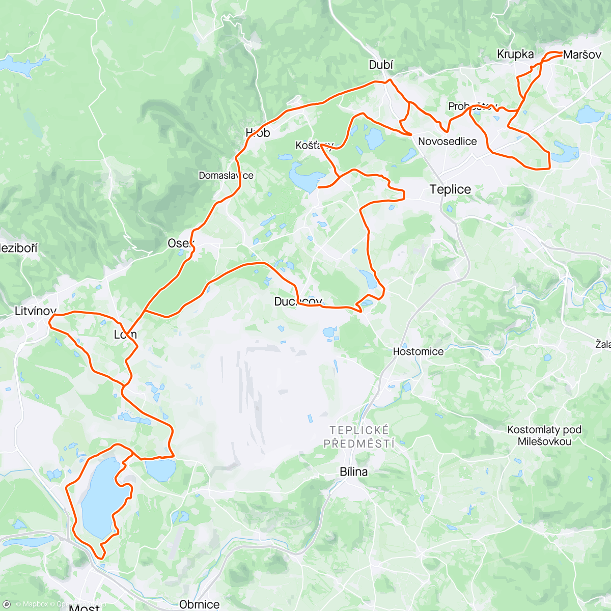 アクティビティ「Mostecké jezero 💯🚲」の地図