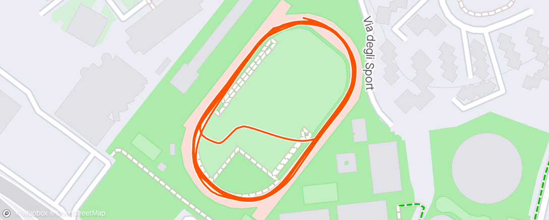 Map of the activity, 5 x 4 x 3 400m run