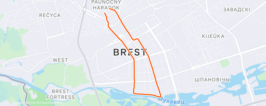 Map of the activity, Утренний забег