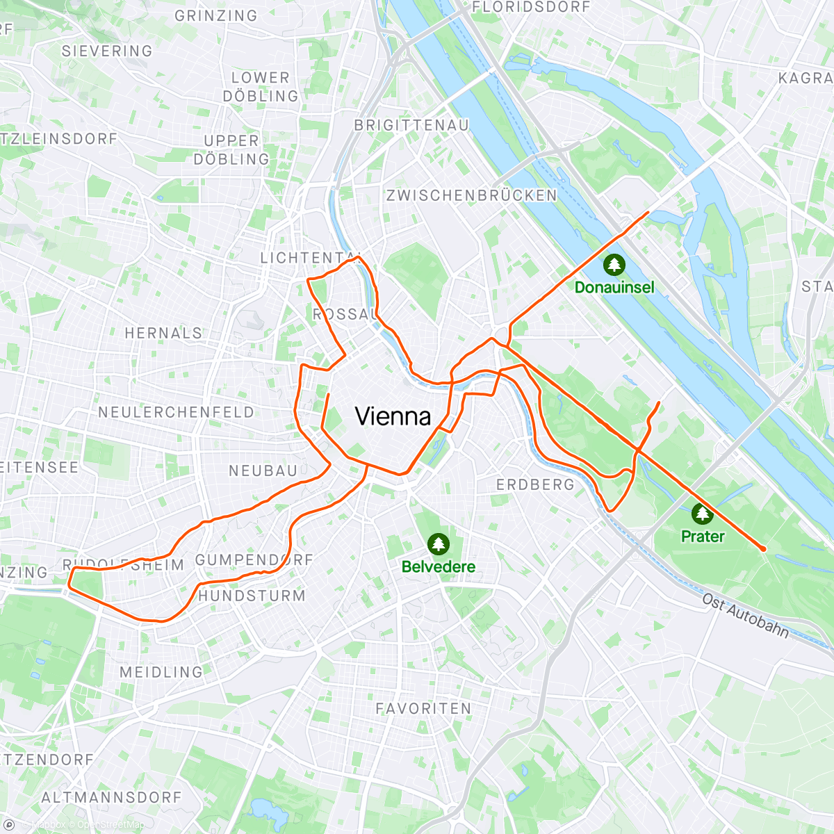 Map of the activity, Vienna City Marathon 2024 mit Emily❤️