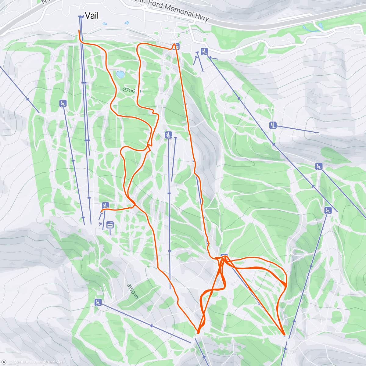 Map of the activity, Slopes - A day skiing at Vail Ski Resort