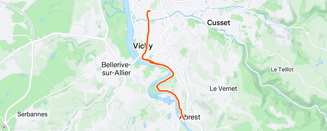 Map of the activity, Course à pied le matin