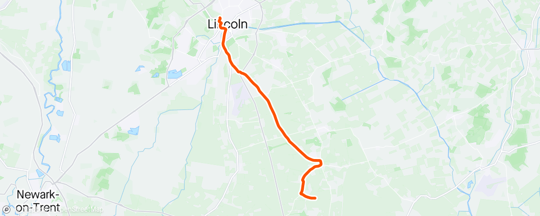 Map of the activity, Ride back to Lincoln with the open massive 😘