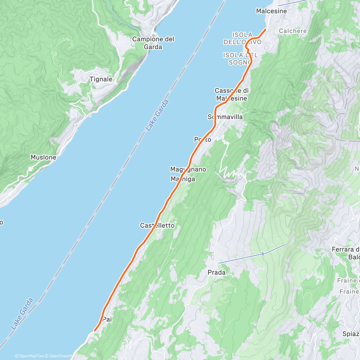 Map of the activity, Kinomap - Lake Garda - Malcesine to Garda