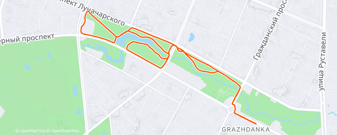 Map of the activity, Evening Run