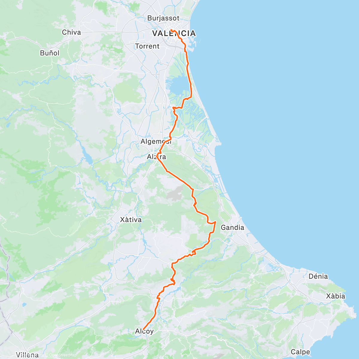 Map of the activity, 50KM ALCOY VALENCIA, A POR LA PERELLONÁ