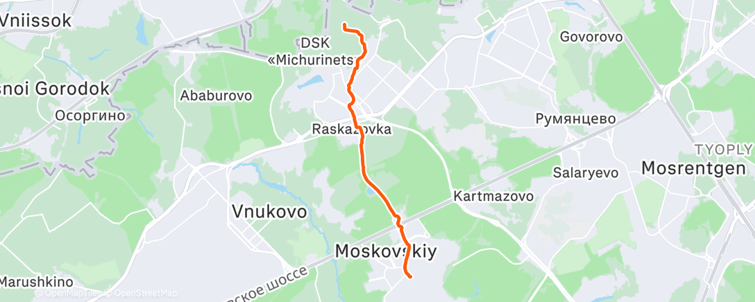 Map of the activity, Утренний забег