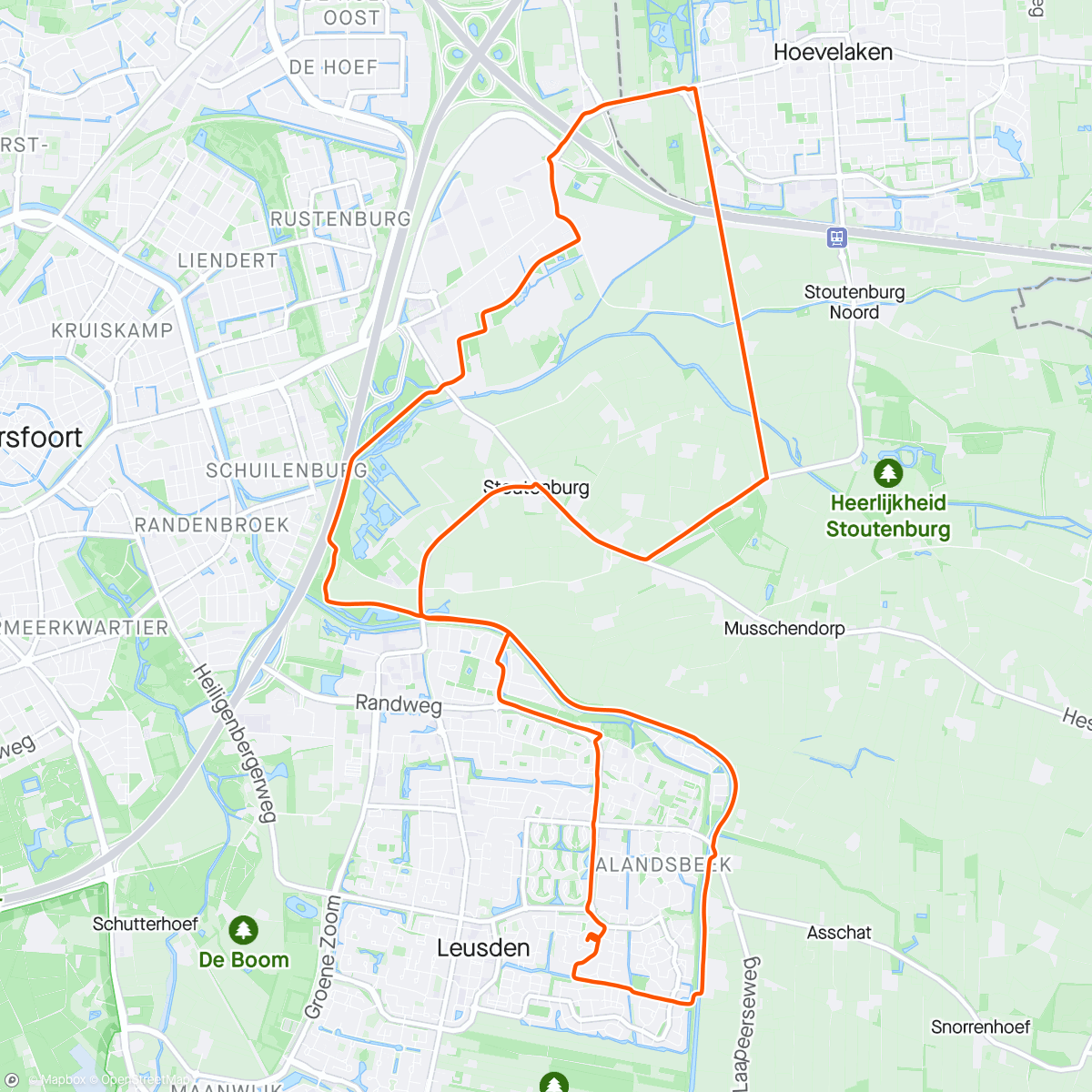 Mapa de la actividad, Middag op de racefiets