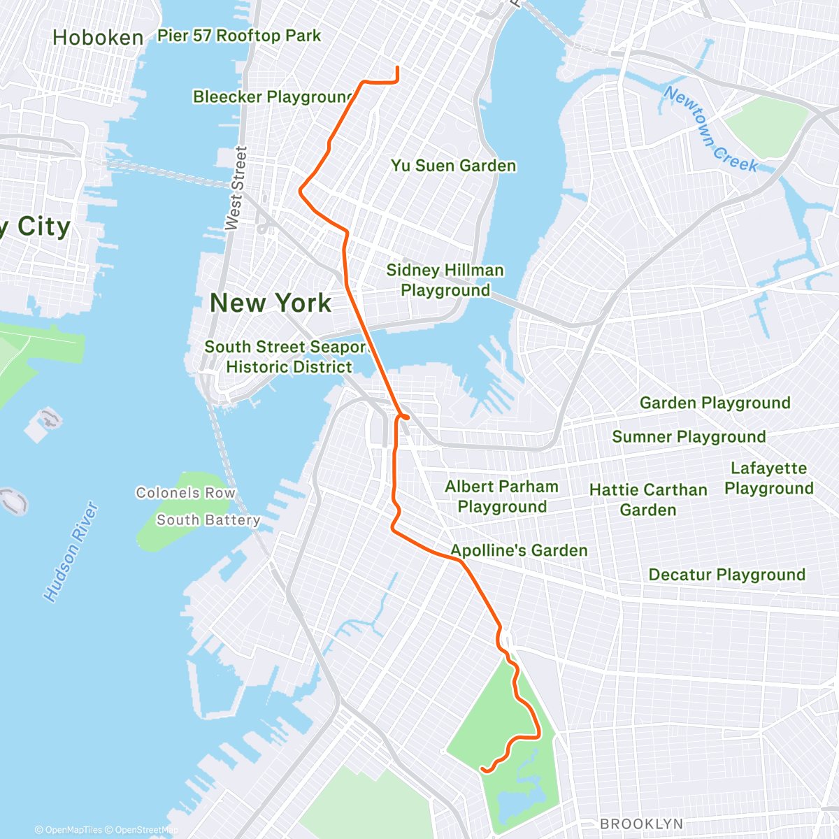 Map of the activity, Zwift - New York