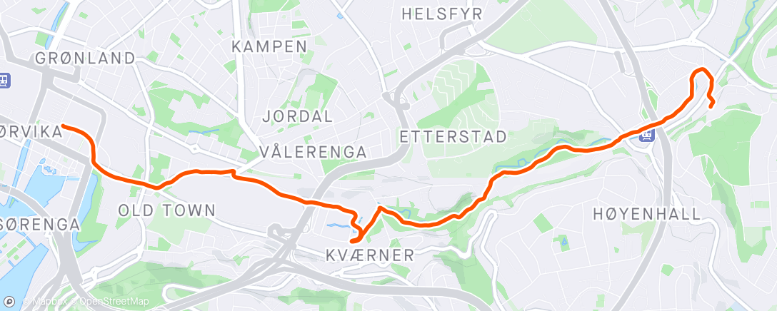 Mapa da atividade, Hjem via Svartdalsparken