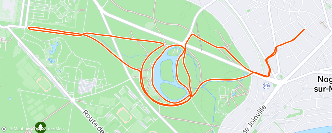 Map of the activity, Course à pied le midi