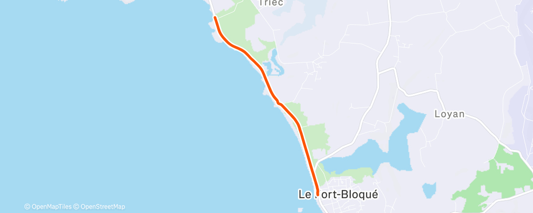 Map of the activity, Course à pied en soirée
