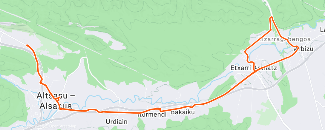 Map of the activity, Bicicleta a la hora del almuerzo