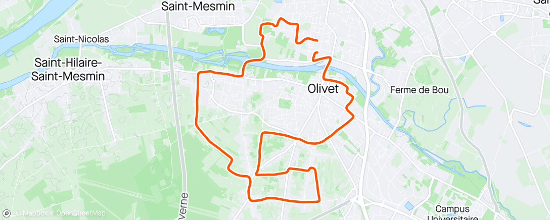 Map of the activity, Olivet - fartlek + renfo 1h25