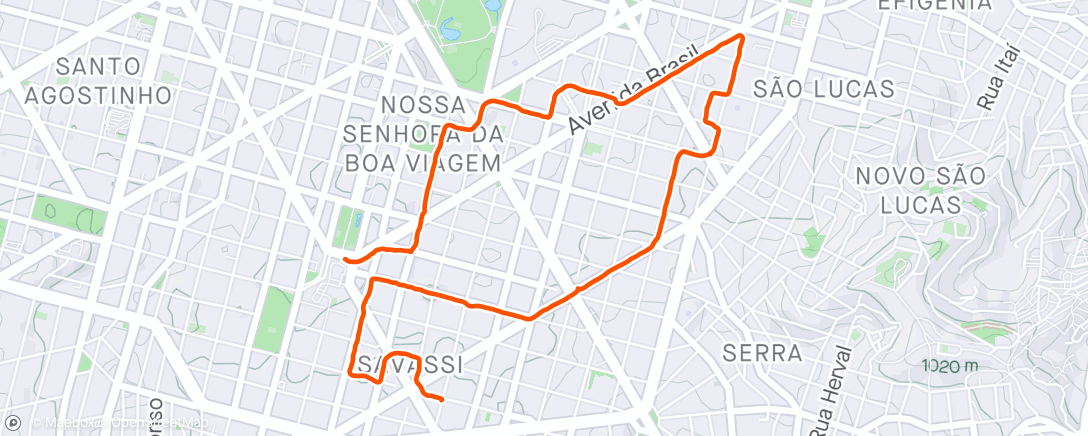 Map of the activity, Corrida ao entardecer