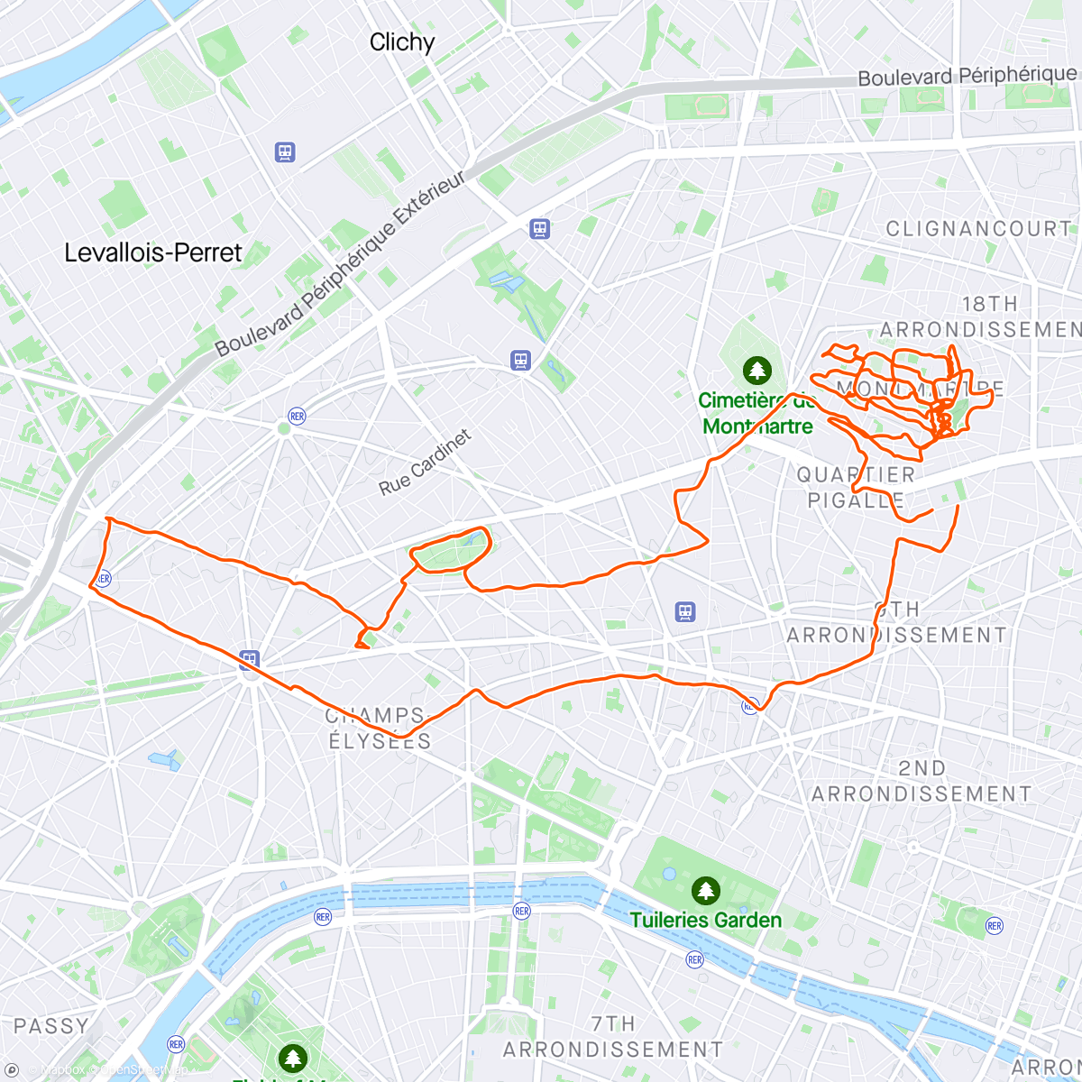 Map of the activity, Montmartre en particulier