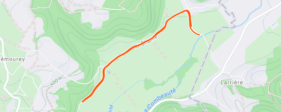 Map of the activity, Afternoon Run