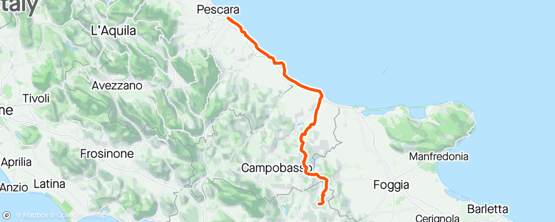 Map of the activity, Giro #11 paysages magnifiques les 100 premiers km